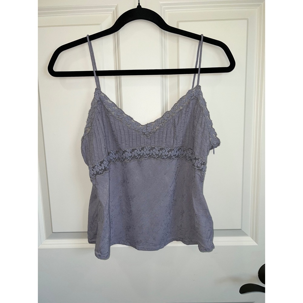 Urban Outfitters Margo Pleated Lace insert Jacquard Cami Top Purple Size‎ Large